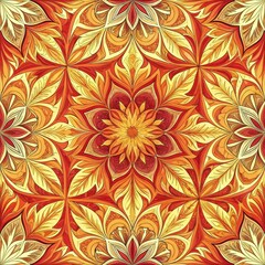 Fototapeta premium Seamless Floral Pattern Design Digital Art Vibrant Colors Textile Aesthetic