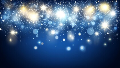 Fototapeta premium Sparkling Festive Background With Bokeh Effect, Shiny Glitter And Twinkling Stars On Blue