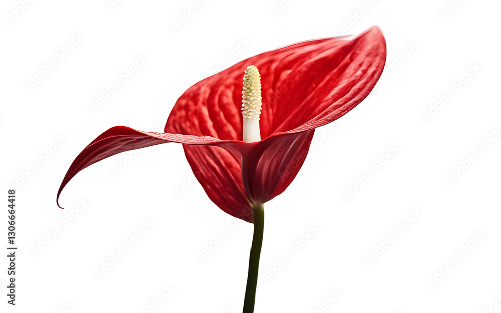 Poster a bright and vibrant red anthurium flower, isolated on a empty plain background