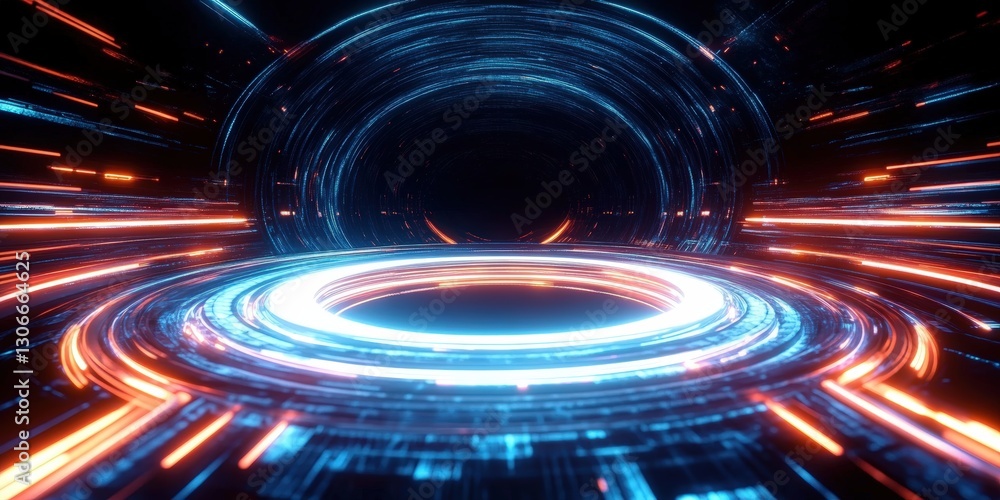 Aufkleber dynamic abstract background with glowing lines and light trails in vibrant colors for futuristic des