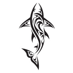 Polynesian Tribal Shark Tattoo with Bold Black Ink Design and Traditional Patterns