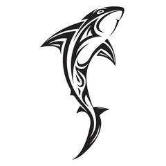 Polynesian Tribal Shark Tattoo with Bold Black Ink Design and Traditional Patterns