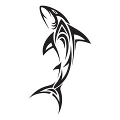 Polynesian Tribal Shark Tattoo with Bold Black Ink Design and Traditional Patterns