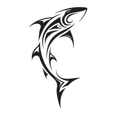 Naklejka premium Polynesian Tribal Shark Tattoo with Bold Black Ink Design and Traditional Patterns