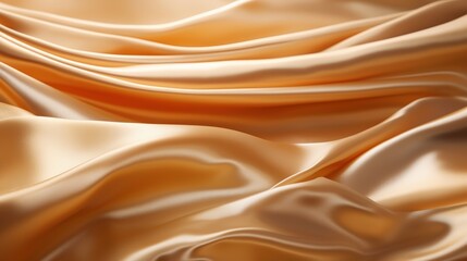 Fototapeta premium Luxurious Golden Silk Fabric Draped Elegantly, Showcasing Smooth Textures and Shimmering Light, Ideal for Fashion and Interior Design Projects Flowing twisted golden cloth background
