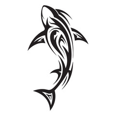 Polynesian Tribal Shark Tattoo with Bold Black Ink Design and Traditional Patterns