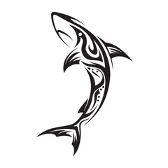 Polynesian Tribal Shark Tattoo with Bold Black Ink Design and Traditional Patterns