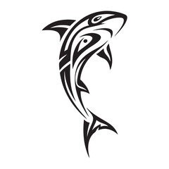 Naklejka premium Polynesian Tribal Shark Tattoo with Bold Black Ink Design and Traditional Patterns