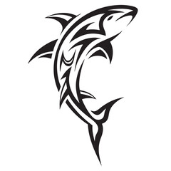 Polynesian Tribal Shark Tattoo with Bold Black Ink Design and Traditional Patterns