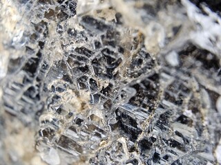 Macrophotography of the textured surface of black morion 8