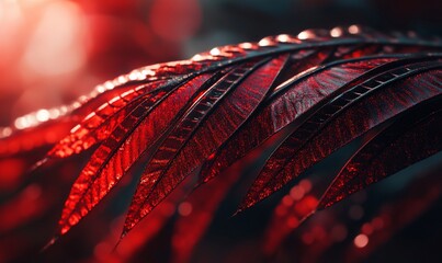 Red leaves, sunset bokeh, nature macro