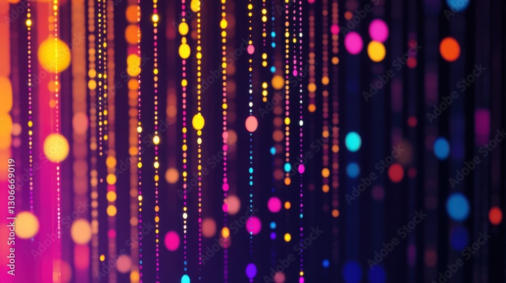 Poster abstract luminous strings with bokeh effect creating festive atmosphere