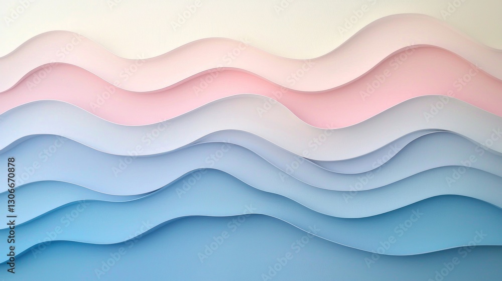Poster pastel colored wavy layers create a gradient layered design pattern