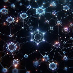 Blockchain Network: Abstract 3D Illustration with Connection Lines