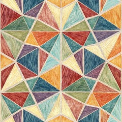 Fototapeta premium Seamless Geometric Pattern Design Abstract Art Textiles Colorful Environment Top-Down View