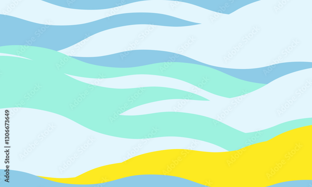 Poster minimalist abstract background with wavy, rippled stripes and sparse curves. flowing, textured lines