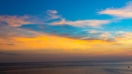 Sunset  Sky on the beach with Twilight in the Evening as the colors of Sunset Horizon scene