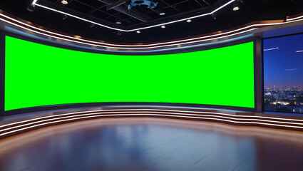 News Studio, Backdrop For TV Shows .TV On Wall.3D Virtual News Studio Background, 3d illustration