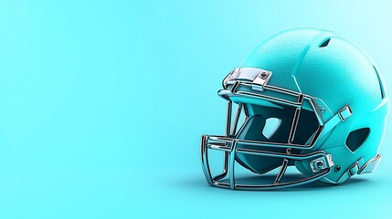 Fototapeta premium Vibrant turquoise football helmet on a smooth background, ideal for sports-themed designs