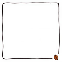 Obraz premium Minimalist hand-drawn frame with a single coffee bean 