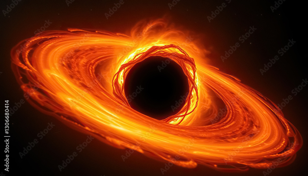Aufkleber Fiery celestial vortex with event horizon Ring of energy forms circle around light absorbing void core