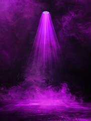 Purple spotlight shining through a smoky atmosphere