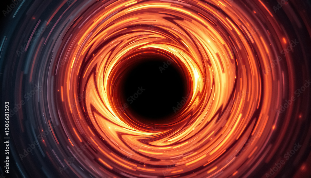 Poster abstract depiction of black hole with swirling light and energy depth and cosmic phenomena