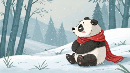 4K Panda in the snow