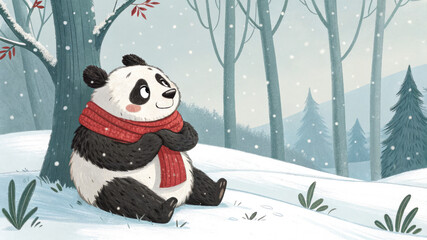 4K Panda in the snow