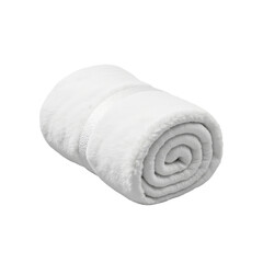 Plush White Blanket Rolled with Fuzzy Texture and Seam Detail
