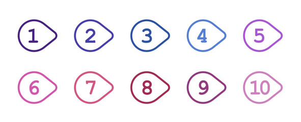 Number bullet point design element set. List numbers for infographics - simple colorful modern graphic design.