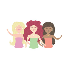 Three different women vector illustration