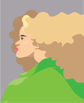 profile potrait or head of woman with blonde. vector stock flat illustration