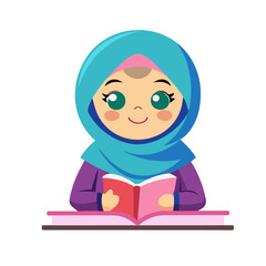 girl reading book Isolated on transparent background