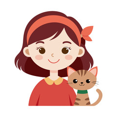 girl and dog Isolated on transparent background