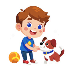 boy and dog Isolated on transparent background