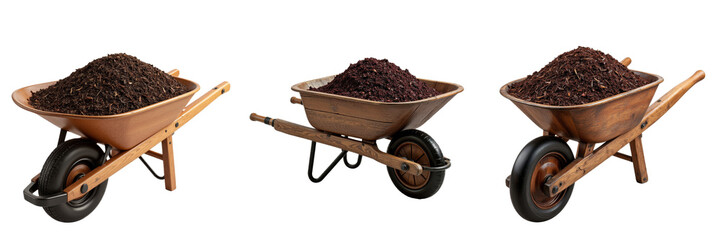 Wooden Wheelbarrows Carrying Rich Dark Soil
