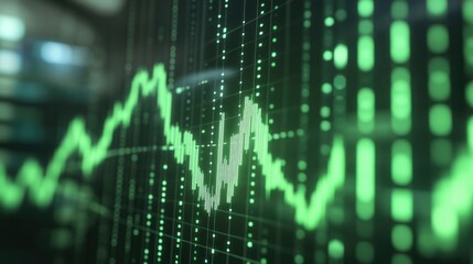 Fototapeta premium Green illuminated electronic graph depicting financial analysis data movement