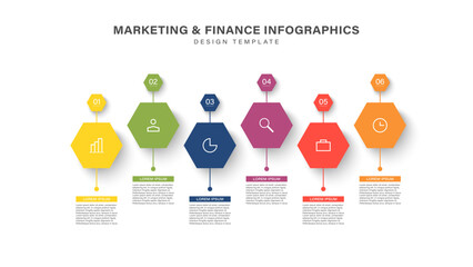 Infographic Design Template. Timeline Infographic Concept with 6 steps