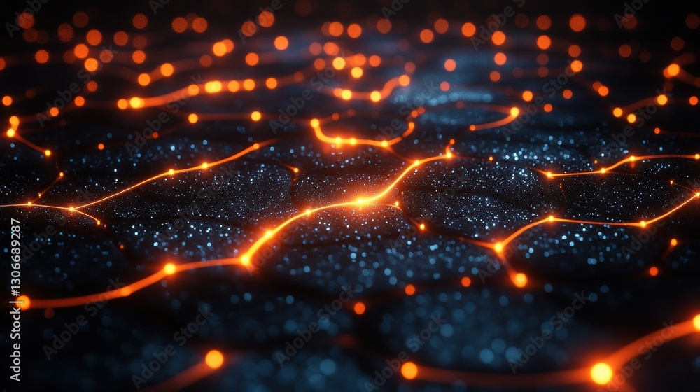 Poster abstract digital network with glowing nodes and connections
