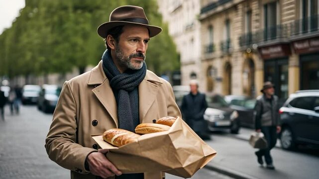 French man with a baguette.