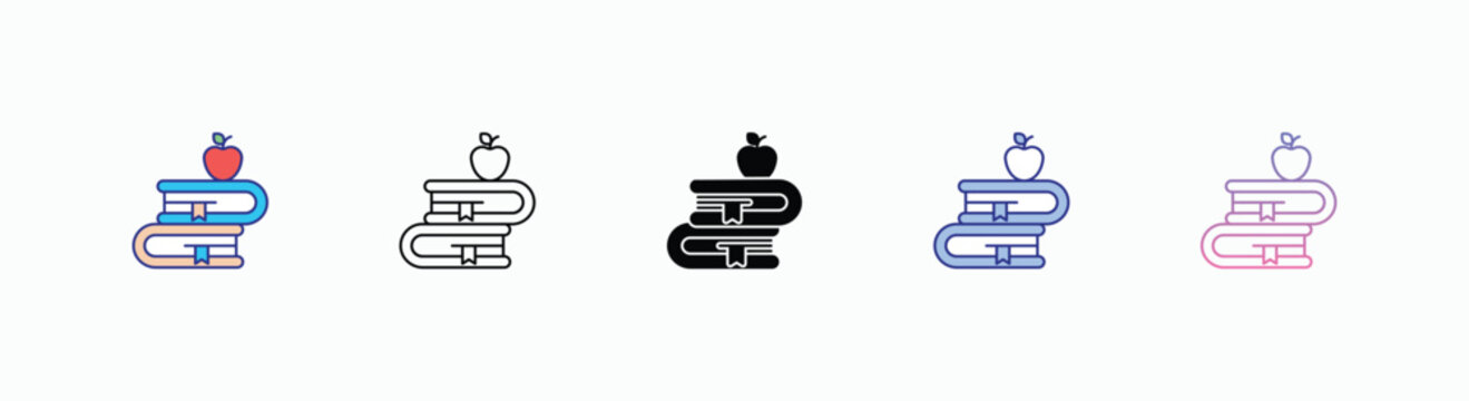 Book With Apple icons set in different style vector stock 