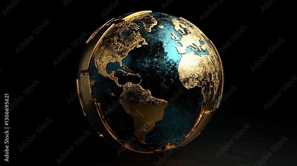 Poster futuristic globe design highlighting global diplomacy and harmony with elegant golden ratio composit