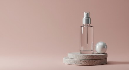 Clear spray bottle on tiered display.