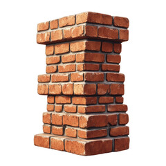 Obraz premium Square Pillar of Reddish-Brown Bricks Mimicking Brickwork