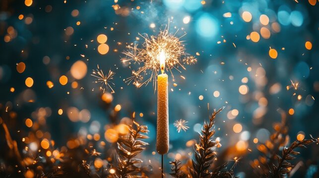 beautiful gold fireworks exploding against a dark night sky