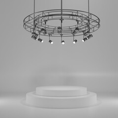 A platform to display your product or sales with spotlight lighting