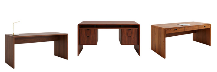 Dark Brown Wooden Desks Showcase Functional Designs with Diverse Features