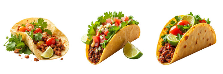 Delicious Tacos Filled with Ground Beef and Fresh Toppings