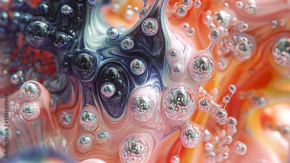 Aufkleber hypnotic flow of multicolored streams. miniature bubbles glow inside the jets, bursting with shades 